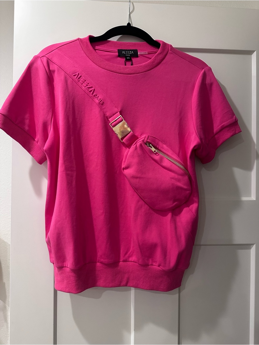 Alezza Hot Pink Short-Sleeve Tee with Built-In Crossbody Pouch.  This is a steal